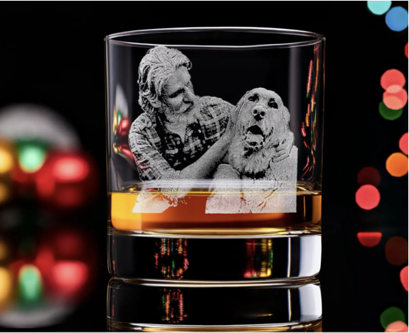 Personalized Photo Whiskey Glass - Gift for Dad